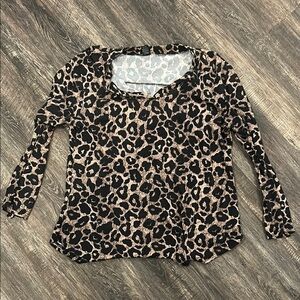 Leopard Print Long Sleeve Women's Top